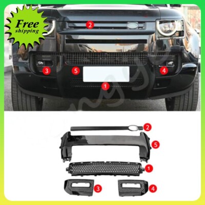 5PCS Front Grille Bumper Lamp Trim Cover LR Defender 2020-2023