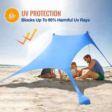 Beach Tent Sun Shelter Portable Sun Shade Canopy Awning w/ Sandbag 6.89x6.56ft.