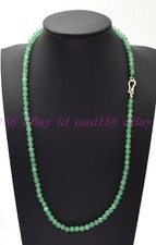4mm Green Jade Faceted Round Natural Gemstone Beads Necklace 16-28''