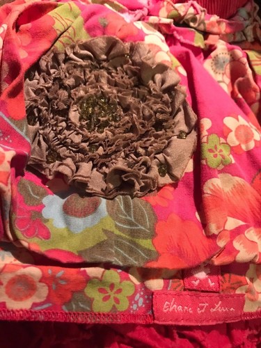 ELIANE ET LENA PARIS CORAL,GREEN RUFFLED SKIRT SIZE 3 VGUC - Picture 2 of 5