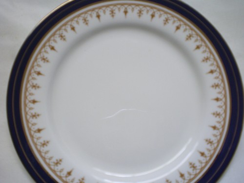 Juego de 8 platos de pan Aynsley LEIGHTON 6,3/8 APENAS USADOS 24kt-Cobalto Inglaterra #1646 - Imagen 4 de 5