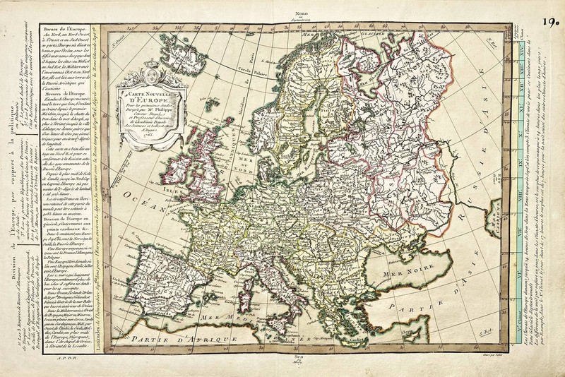 Europa Europe Continent Continente Philippe Pretot Tarjeta Mapa Grabado 1765 Europa Europe Continent Continente Philippe Pretot Tarjeta Mapa Grabado 1765