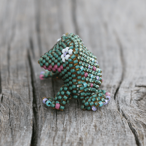 NATIVE AMERICAN ZUNI BEADED FROG BY FARLAN & ALESIA QUETAWKI - Imagen 3 de 7