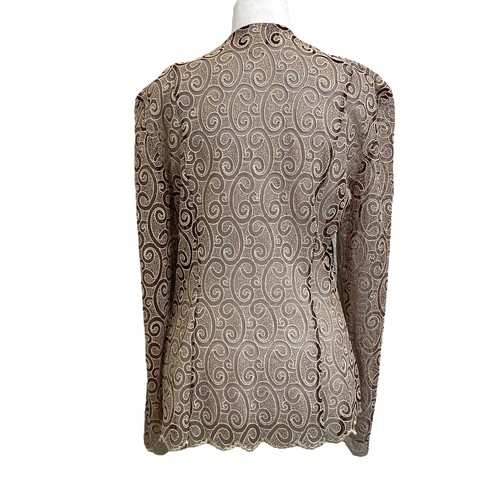 Aspeed VTG 90s MCM Style Sheer Velvet Trim Lace Evening Jacket sz S Rhinestones - Picture 5 of 15