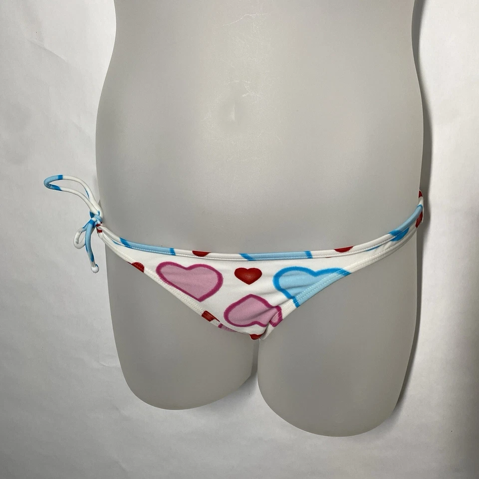 Bikini brasileño AGUA DOCE de 2 piezas talla M corazones blanco rojo elástico descarado Foto 4 de 4