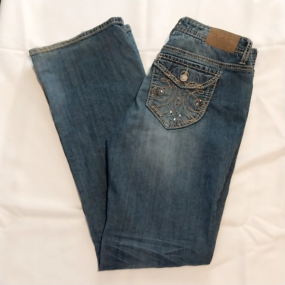 Rue 21 Premiere Jeans Women 32''x33''Bootcut Acid Washed, Dark Denim Pants /#7174