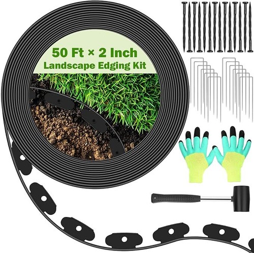 50ft×2in Landscape Edging Border Kit with 90pcs 2 Types of Garden Staples, No - Picture 8 of 8
