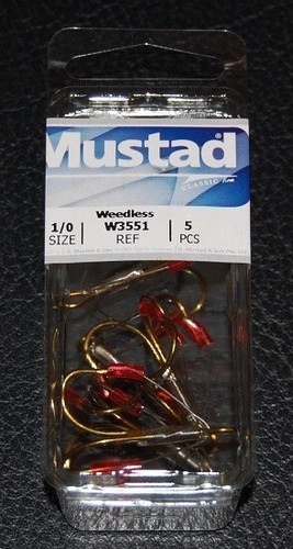 Mustad W3551-10 - Size 1/0 - Bronze Weedless Treble Hooks Weed Guard - 第 1/2 張圖片