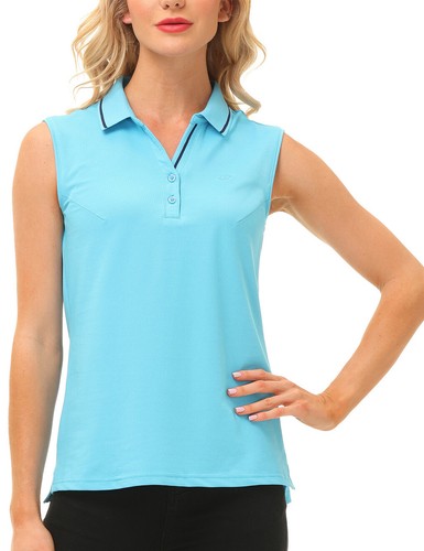 Women Button Golf Polo Gym Sleeveless Shirt T-shirt Casual Climbing Tennis Top - Picture 8 of 182