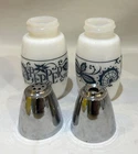 VTG Westmoreland Milk Glass Blue Flower Salt and Pepper Shaker Set