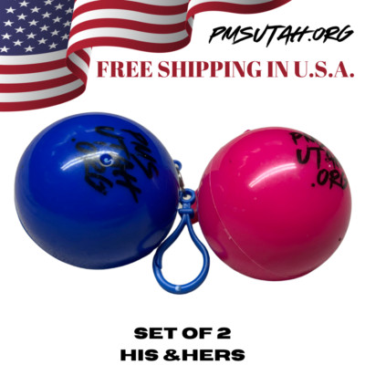 Set of 2 Portable Raincoats Hook Poncho Ball Disposable Emergency His & Hers