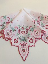 Beautiful New Valentine Hearts Hankie Handkerchief - Deeply Scalloped 