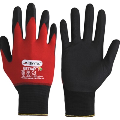 50x Paar Skytec BETA 1 rot Nitril superleichte dünne Handschuhe Arbeitskleidung/Sicherheit 8  