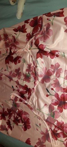 Womens Pink Floral Soft Poly Spandex Stretch Knit Long Chemise Nightgown Sz L - Picture 8 of 10