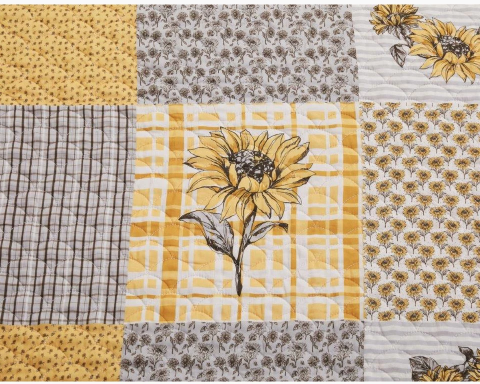 Juego de edredón estampado con retazos de jardín girasol de granja casa de campo floral NUEVO Foto 4 de 4