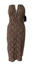  Fashion Knit Dress Med NWT gold shimmer strapless stretch Babe Society fitted 