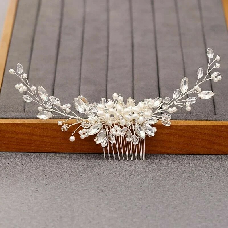Pettine per Capelli da Sposa con Foglie Dorate in Metallo, Accessorio per Capell