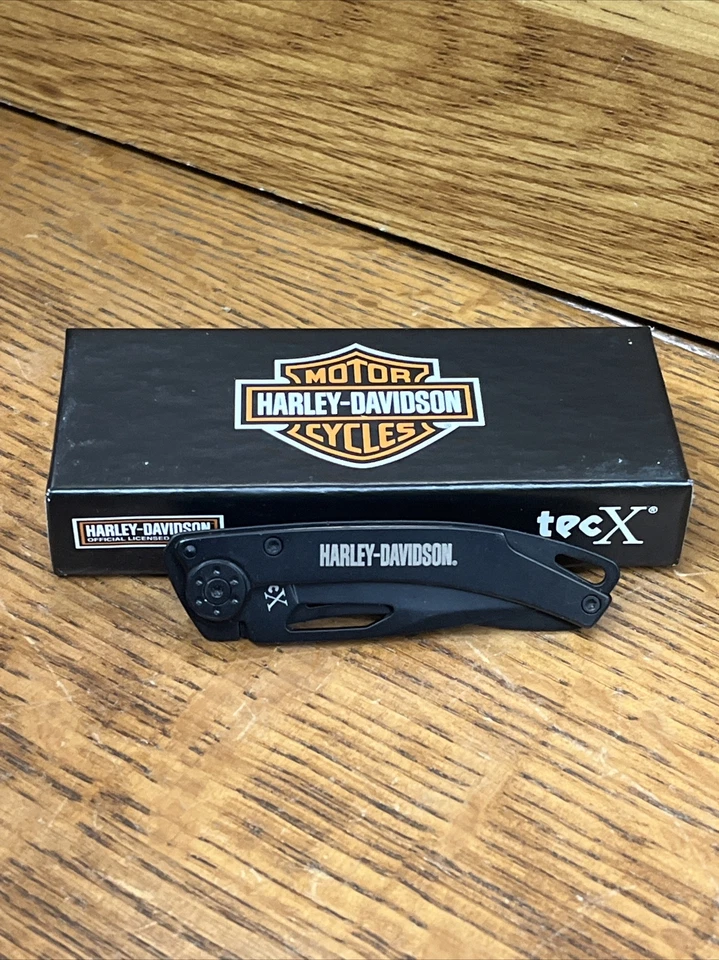 NUEVO HARLEY-DAVIDSON Nuevo Estuche Tec X Negro Lavado a Piedra Framelock Cuchillo Moto Foto 4 de 4