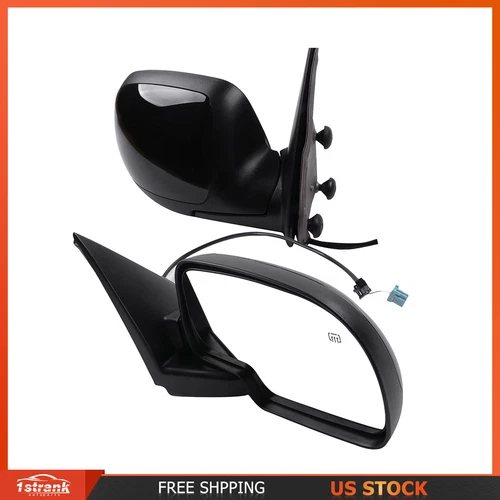 Pair Side View Mirrors Power Heated Black For 03-07 Chevy GMC Silverado 1500
