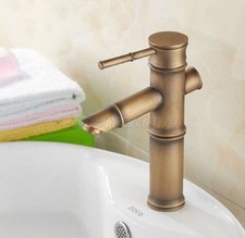 Antique Brass Bamboo Style Single Handle Bathroom Basin Mixer Tap Faucet enf239