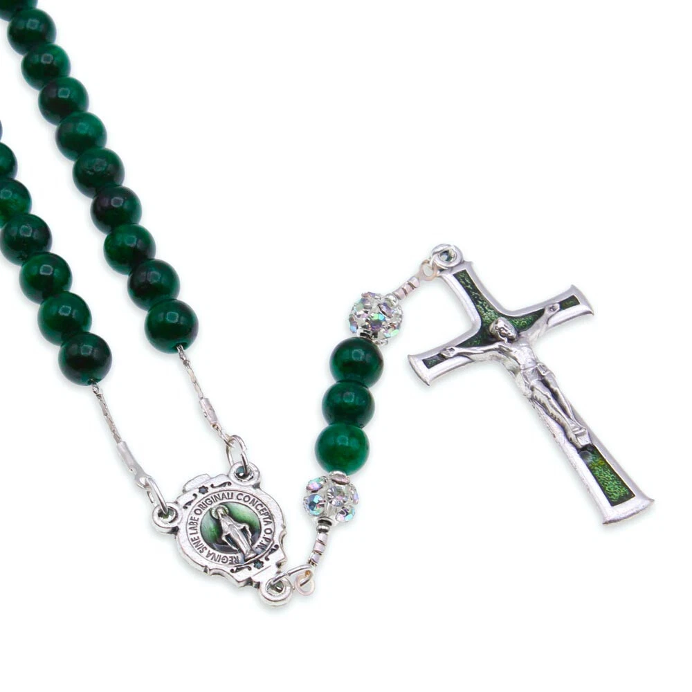 Green Jade Beads Rosary Necklace
