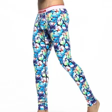 Men Sport Legging Slimming Long Johns Bottoms Long Leg Underwear Floral Printed