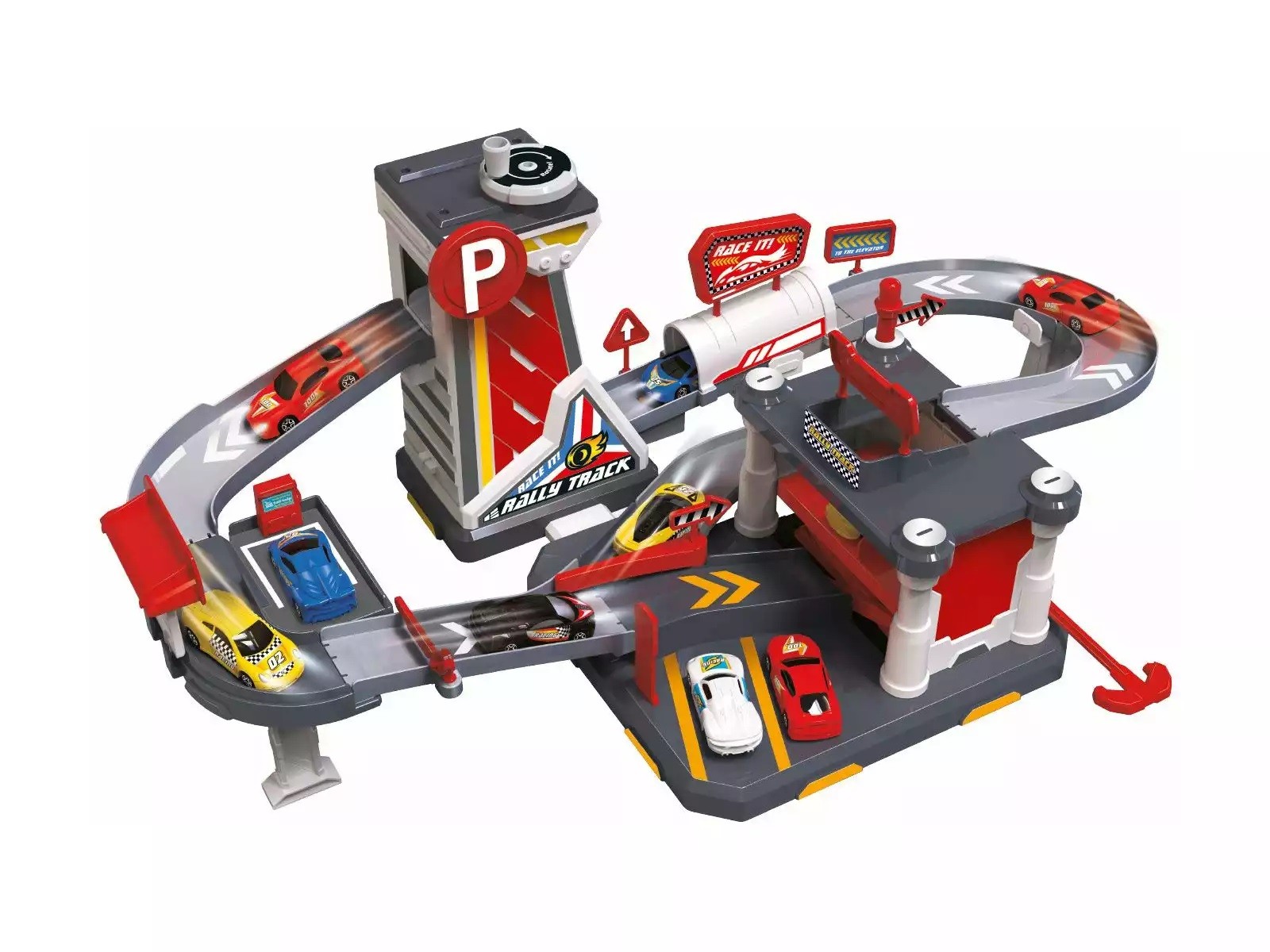 Parking Rally Track 2 Piani con 6 Auto | Garage Giocattolo per Bambini