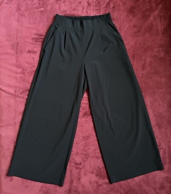 Athleta Brooklyn Wide Leg Crop Pants Black Stretch Pull On Women's