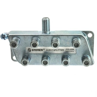 F-pin Coaxial Splitter, 8 Way, 5-900 MHz, UHF-VHF-FM, OTA/Broadcast tv/Antenna