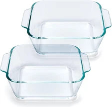 Small Casserole Dishes 2 Pack, 5 Inch Glass Square Baking Dish Individual Portio