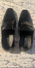 Kenneth Cole Reaction Men's Black Patent Square Toe Slip-On Loafers 10