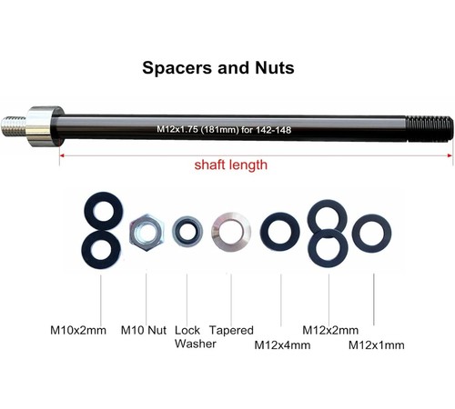 Bike Trailer Hitch Thru Axle Adapter 12mm Thru Axle with M12-1.75 Thread 174mm - Picture 2 of 5