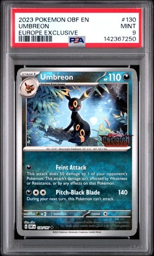 2023 POKEMON OBF EN-OBSIDIAN FLAMES EUROPE EXCLUSIVE #130 UMBREON PSA 9