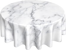 Marble Tablecloth Round 152cm White Black Grey Abstract Waterproof Decoration