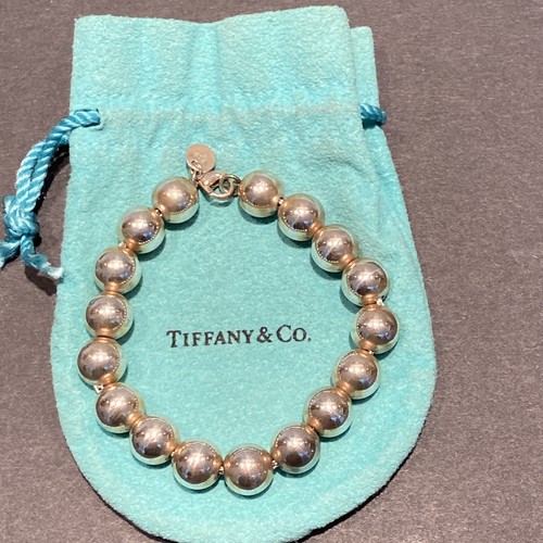 Tiffany & Co. Sterling Silver HardWear 10mm Bead Ball Bracelet 7.25" Suede Pouch - Picture 6 of 9
