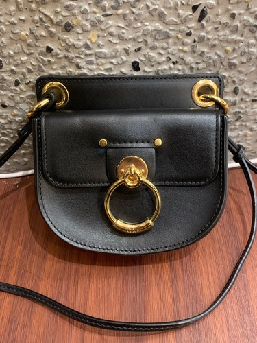 CHLOE TESS BLACK GRAINED LEATHER SHOULDER BAG⁠