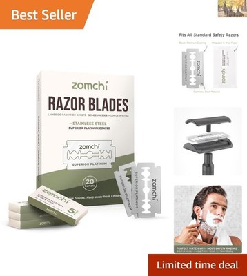 Platinum Coated Double Edge Razor Blades - 100 Pack for 600 Luxurious Shaves