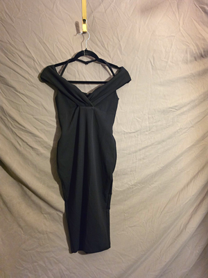 NWT Nookie Athena S Black Sweetheart Off Shoulder Bodycon Midi Dress Zip NON1722