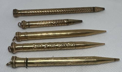 Antique 14k Gold-Filled Fountain Pen, Pen & Pencil Lot of 5