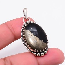 Healer'S Gold Pyrite In Magnetite Gemstone 925 Sterling Silver Pendant 1.74