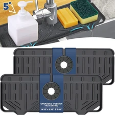 2 Pcs Silicone Faucet Handle Drip Catcher Tray Mat, 2 in 1 Dish Soap Sponge H...