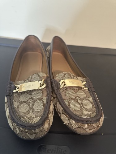 Coach Signature C Brown/Tan Driving Moccasin/Loafer 7.5 - Picture 2 of 6