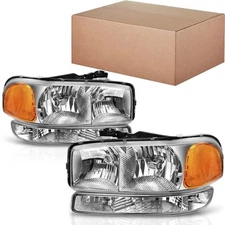 Lamps Set Headlights + Bumper For 1999-2007 GMC Sierra 1500 2500 00-06 Yukon XL