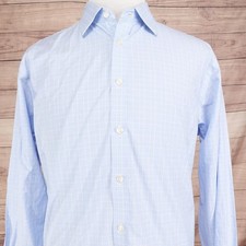 Charles Tyrwhitt Dress Shirt 17 37 Blue Check Classic Fit Non Iron French Cuff
