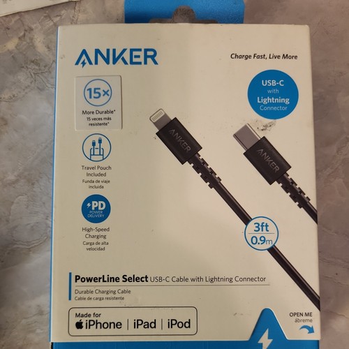 Anker USB C to fast Charging Cable w/carry pouch 3ft Silicone for iPhone - Photo 6 sur 6