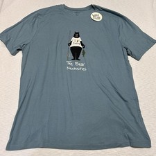 Wild and Cozy Fishing  Bear Men's XL Blue T-Shirt NEW