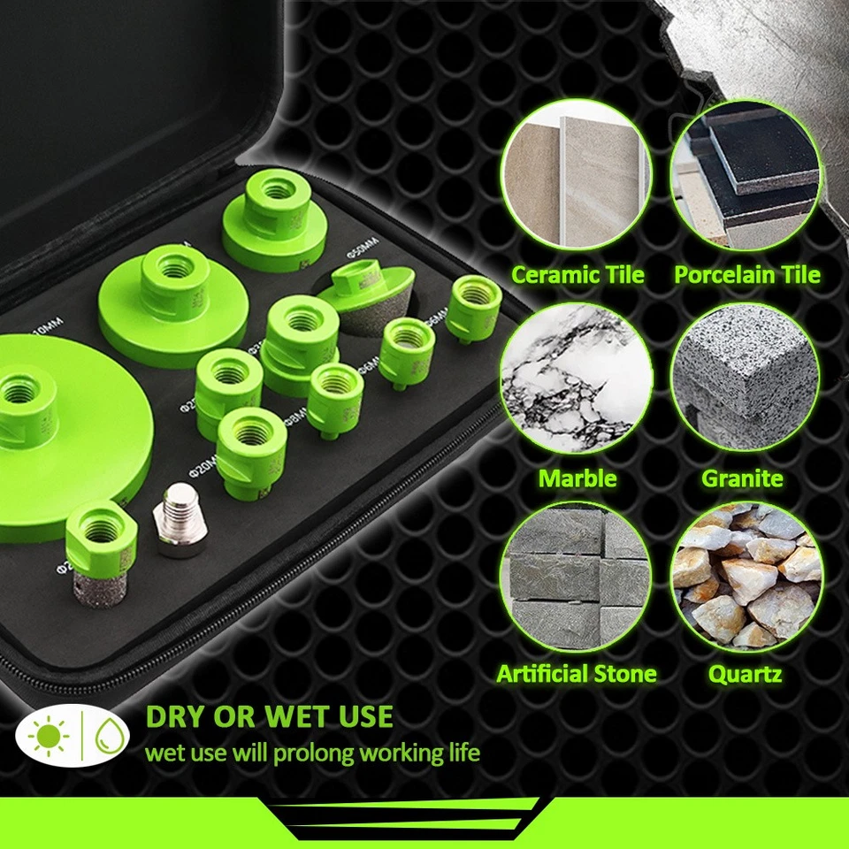 FACHLICH 13pc 6-110mm Diamant Fliesenbohrer Set Bohrkronen Diascheibe - Bild 4 von 4