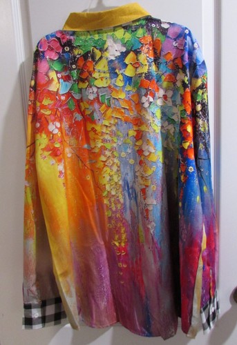 Men’s OUKU Colorful Floral Long Sleeve Shirt- XL - Picture 2 of 3