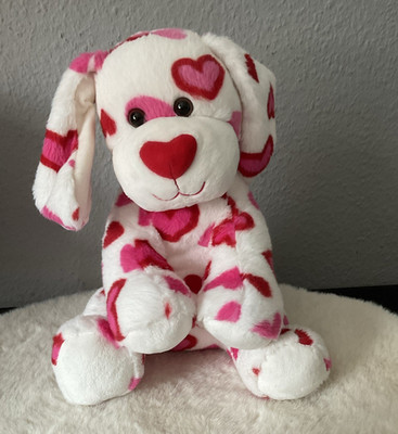 Build-A-Bear Workshop  Hund klein weiß/rosa/rot Herzmuster Herzen