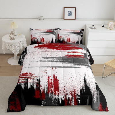 Ombre Watercolor Comforter Set Queen Modern Ink Painting Bedding Set,Graffiti Sp